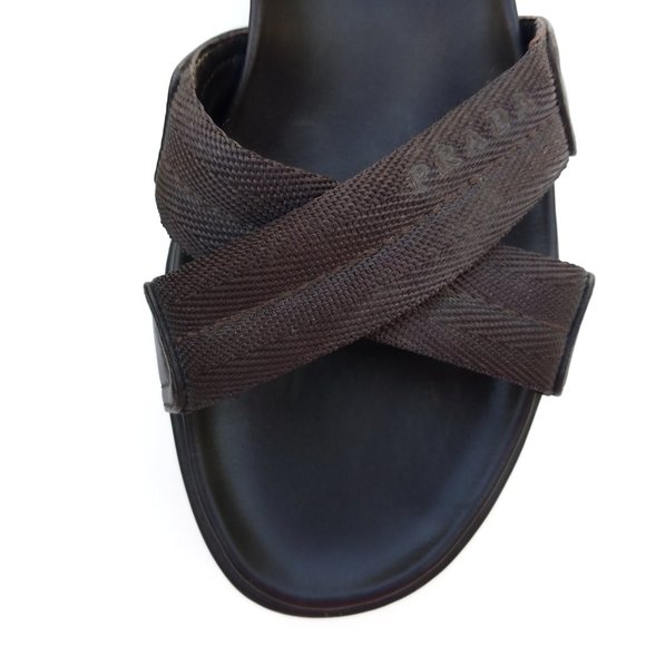 HOLD Prada Crisscross Brown Platform Sandal Size - Picture 7 of 8
